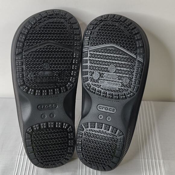 CROCS On The Clock Work Shoes Clogs Slip On Black Slip Resistant Mens 6 Womens 8 - Picture 7 of 11